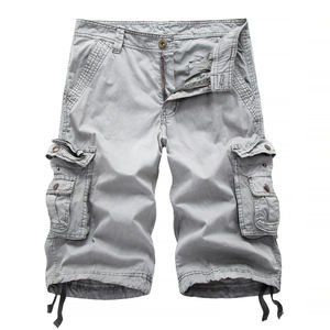 Shorts décontractés pour hommes, shorts cargo d'été pour hommes, shorts cargo multi-poches tendance pour hommes, shorts cargo en coton uni, longueur genou, coupe droite - Product Image 1