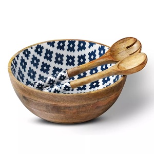 Bol en bois moderne et léger avec finition émaillée, en bois naturel écologique, pour salade, soupe, riz, service de table et fêtes - Product Image 2