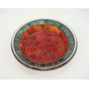 Placa cónica de vidrio con acabado de mosaico de Color rojo, placa de portavelas cónica redondeada verde para el hogar, mesa de comedor, fiesta, uso decorativo - Product Image 1