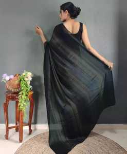 ชุดส่าหรีผ้าชีฟองมอสของผู้หญิงเสื้อเบลาส์สไตล์บูติกแบบอินเดียใส่ได้ในราคาพิเศษ - Product Image 4