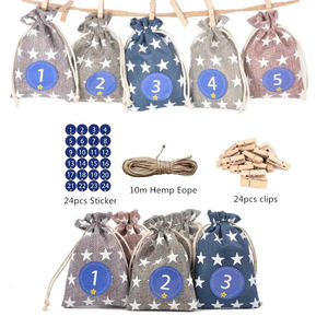 Offre Spéciale lin compte à rebours <span class=keywords><strong>de</strong></span> noël sac cadeau 24 pièces bricolage suspendus sachets <span class=keywords><strong>de</strong></span> rangement <span class=keywords><strong>de</strong></span> bonbons <span class=keywords><strong>calendrier</strong></span> <span class=keywords><strong>de</strong></span> l'avent sacs - Product Image 1