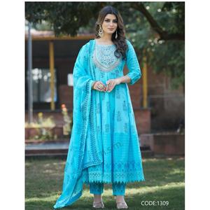 ซาลวาร์ปากีสถานคลาสสิกคุณภาพดีที่สุดพร้อมงานด้ายสวยงามและการประดับหิน - Product Image 1