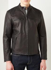 Blouson en cuir d'agneau véritable personnalisable pour homme 2026, marron, à fermeture éclair, col montant, mode hiver, options de tailles et de couleurs - Product Image 5