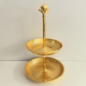 Luxury Gold 2 Tier Serving Stand | Metal Cupcake Pastry Display Tower | Decorative Dessert Cake Plate <b>Tray</b> for Wedding Party - Product Image 5