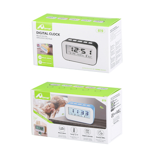 Blue Large <b>Digital</b> Wall Clock with Remote Control Creative Design <b>Calendar</b> Alarm Features Power Supply Battery Material Plastic - Product Image 1