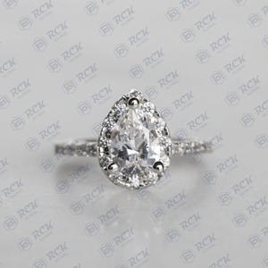 แหวนเพชรโมอิสทรงลูกแพร์1.00สำหรับสตรี925เงินแท้ - Product Image 3