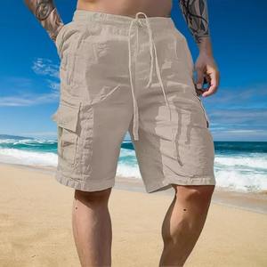 Nuevo estilo de verano para hombres Waffger moda casual deportes al aire libre estilo de playa pantalones cortos con cordón de color sólido - Product Image 4