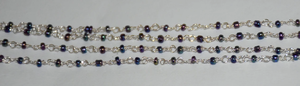 Chaîne de chapelet de perles Miyuki plaquées argent de pyrite de paon, chaîne perlée de fil de laiton pour la fabrication de bijoux, chaîne de rouleau de prix de gros - Product Image 2