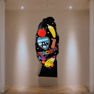 Bandeaux perlés faits à la main pour les enseignants Design exclusif avec base noire et broderie multicolore pour bain Spa bandeaux de maquillage - Product Image 3