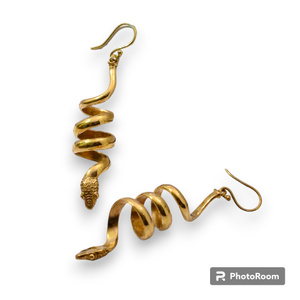 ต่างหูงูเกลียวทองเหลืองชุบทองทำด้วยมือรูปงูออกแบบเป็นวงแหวนเครื่องประดับแฟชั่นสำหรับผู้หญิงขายส่ง - Product Image 3