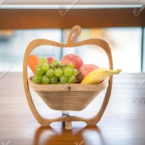 Panier à fruits pliable en bambou écologique Design pomme Arts et artisanat Noix en forme de pomme Plateau de nourriture Plateau de service Pot - Product Image 1