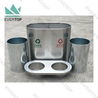 SD-10 106L Airport Mall Double Poubelle Bacs de Recyclage Poubelle d'intérieur en acier inoxydable avec 2 compartiments Poubelle de Recyclage