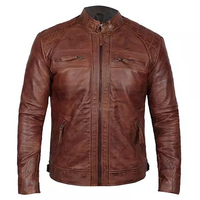 Veste en cuir marron pour homme, streetwear tendance et élégant, sur mesure, manches longues, veste en cuir pour homme