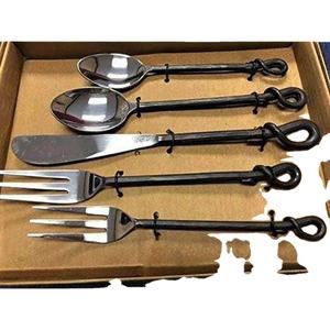 Cubiertos Elegantes de Estilo Occidental de Portugal, Fabulosos Cuchillos y Cucharas con Mango Redondo y Grueso en Espiral, Juego de Cubiertos de Cuchillo y Tenedor - Product Image 2