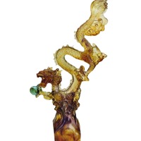 Figurine de dragon moderne en verre cristal faite à la main, à cinq griffes, or, richesse, petit ornement de bureau, zodiaque, entrée, salon, cadeau