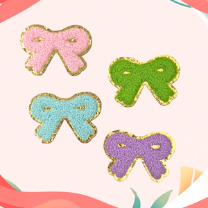 Patch brodé en chenille en forme de nœud fait main, à coller, pour vêtements, chapeaux et sacs - Vente en gros fabricant - Product Image 1