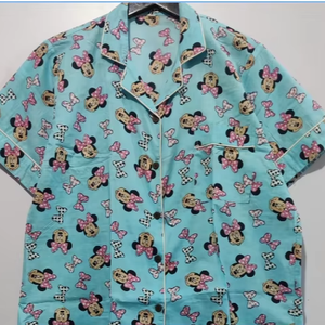 Pijama corto de algodón hecho a mano para mujer, cómodo, suave, transpirable, de secado rápido, con estampado de personajes, estilo diario, Verano - Product Image 1