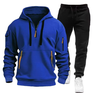 2025 dernière mode hommes vêtements de sport ensemble à capuche survêtement avec polaire fermeture éclair décontracté 2 pièces sweats pantalon imprimé Technique - Product Image 4