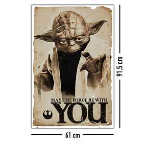 Póster moderno de Star Wars con Yoda, arte de pared con marco negro, que la Fuerza te acompañe - Product Image 3