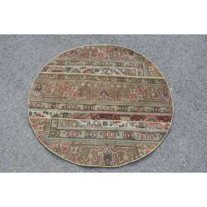 Alfombra turca de área grande, clásica, marrón, roja, 4,1x4,1 pies, estilo Kilim, látex de lana abstracto, 10mm de espesor, para decoración de habitación de pasillo - Product Image 3