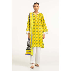 Traje Casual de 3 Piezas para Mujer, Color Verde, Estampado de Césped, para Verano, Decorado con Botones - Product Image 1