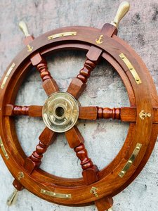 พวงมาลัยเรือไม้ พวงมาลัยกัปตันเรือ พวงมาลัยเรือเดินสมุทร พวงมาลัยเรือโจรสลัด ของตกแต่งบ้านและสำนักงาน ของขวัญ - Product Image 2