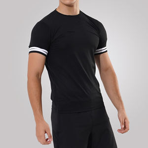 T-shirts de gym pour hommes, 100% coton, hauts de fitness, vêtements de musculation à manches courtes, vente en gros de tissu tricoté uni - Product Image 4