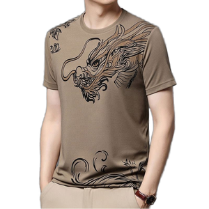 T-shirt en jersey décontracté pour homme personnalisé, tendance, col rond, style vintage, poids lourd, sérigraphie, respirant, manches courtes - Product Image 4