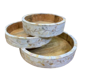 ถาดเสิร์ฟงานฝีมือคุณภาพสูง ประดับมุกและไม้ ฝังเปลือกหอยมุก ได้รับการรับรองจาก EPCH โดยตรงจากผู้ผลิตในอินเดีย - Product Image 1