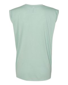 Bella + Canvas <b>Women's</b> Loose 3D Cap Sleeve Tank Top Ladies Flowy <b>Rolled</b> Cuffs Muscle Tee 804 Dark Grey Heather 65/35 - Product Image 5