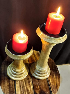 Portavelas de madera Portavelas de Pilar Portavelas para sala de estar Dormitorio Mesa de esquina Mesa auxiliar - Product Image 3