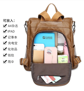 Genuine Leather Women <b>Backpack</b> With Bow Design Detachable Shoulder <b>Straps</b> Softback Multi Function Daily Use - Product Image 2