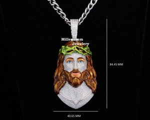 จี้เพชรรูปพระเยซูสำหรับปลูกในห้องแล็บสไตล์ฮิปฮอปแร็ปเปอร์10K/14K สีทองได้รับการรับรองสำหรับทุกเพศ - Product Image 2