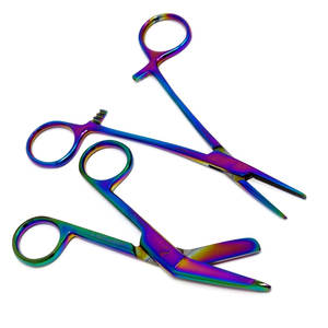 Ciseaux de 4.5 ''à usage médical d'urgence et pince hémostatique droite de 5'', ensemble de bandage traumatique arc-en-ciel multicolore robuste - Product Image 4