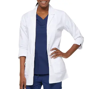 Abito medicale da uomo personalizzato con tasche interne, camice da laboratorio da laboratorio per uso bianco/Hpspital
