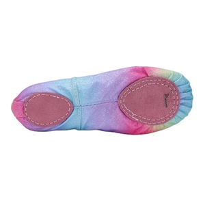 Chaussons de danse personnalisés en toile souple avec paillettes arc-en-ciel pour filles, à bride élastique, légers et flexibles, pour la pratique de la danse, en gros - Product Image 3