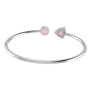 Bracelet en argent sterling 925 avec pierre précieuse morganite, deux formes, trillion et serti en bélière, tendance unisexe, finition haut de gamme - Product Image 3