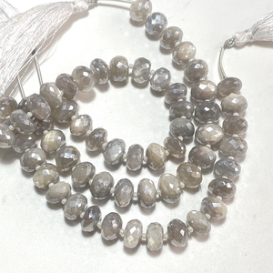 Perles en forme de rondelle à facettes enduites de pierre de lune, perles de couleur grise mystique de pierre de lune, boutique de perles en gros - Product Image 3