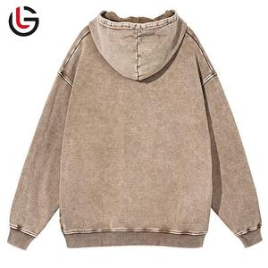 เสื้อสเวตเตอร์มีฮู้ดสำหรับผู้ชายเสื้อแนวสตรีทแบบสวมหัวมีฮู้ดผ้าคอตตอนย้อมสีกรดสำหรับผู้ชายวินเทจสไตล์ใหม่ OEM - Product Image 2