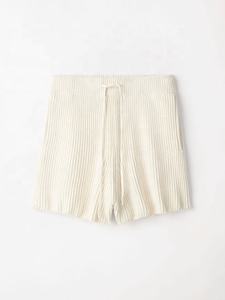 Pantalones cortos acanalados de punto pantalones cortos de cachemira pura con bolsillos y banda elástica para mujer Dama - Product Image 5