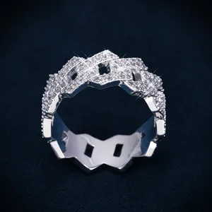 Anillo de Moissanita Iced Out Cuban Link para Hombre, Plata de Ley 925 Sólida, Anillo de Declaración Hip Hop, Joyería de Lujo con Diamantes de Laboratorio - Product Image 4