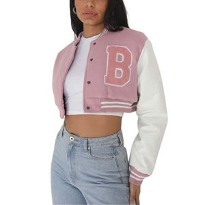 Bomber universitaire court d'hiver pour femmes du fabricant OEM Veste Streetwear en chenille brodée Logo personnalisé Design respirant - Product Image 1