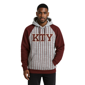 KAP Grey Pullover Hoodie Maroon Raglan Sleeves Pinstripes Mezcla de algodón Greek Fraternity Apparel Divine Nine HBCU Greek Merch - Product Image 1