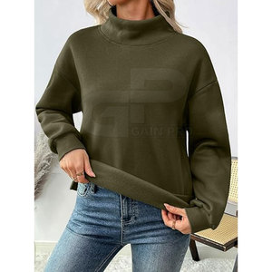 Elegant Women's <b>Mock</b> <b>Neck</b> Pullover Sweatshirt Long Sleeve Fleece <b>Top</b> Warm Comfortable Clothing For Cold Weather And Daily Wear - Product Image 4
