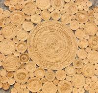 Juegos elegantes de alfombras de Yute natural tejidas a mano de color dorado con diseño redondo trenzado perfecto para la decoración del hogar