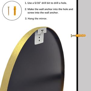 Espejo de Pared Redondo Dorado de Lujo Moderno de 100 cm, Espejo de Baño de Vidrio de Estilo Retro para Hoteles, Decoración de Pared Grande de Smartspace - Product Image 5