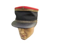 Sombrero francés de lujo en negro carbón con interior forrado de seda hecho a mano dorado bordado generales franceses Kepi