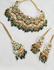 INDIAN TRADITIONAL and FASHIONABLE COPPER JEWELLERY <b>BRIDAL</b> WEDDING JEWELLERY <b>SET</b> for WOMEN EARRINGS and <b>NECKLACE</b> <b>SET</b> - Product Image 1