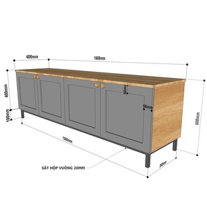Mueble de TV Contemporáneo de Lujo de 160 cm en Madera de Caucho KTV68072 - Product Image 4