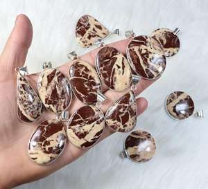 Colgante de piedras preciosas de jaspe de coco hecho a mano para mujer, colgante de tamaño de forma mixta, regalo de joyería de moda para ella - Product Image 1